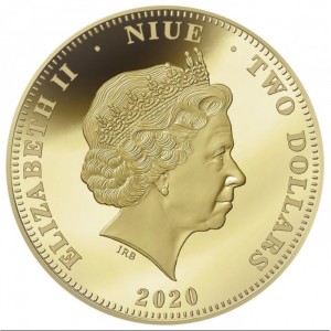 Аверс монеты Ниуэ, 2 доллара, 2020, 50 лет Аполлону XIII