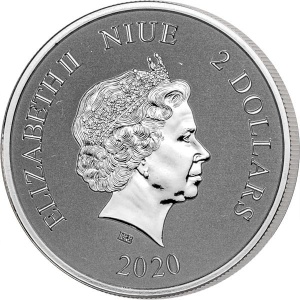 Аверс монеты Ниуэ, 2 доллара, 2020, Небесные животные - Красный феникс