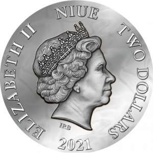 Аверс монеты Ниуэ, 2 доллара, 2021, Темные красавицы - Эвриала