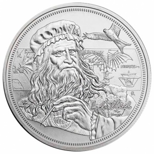 Реверс монеты Ниуэ, 2 доллара, 2021, Иконы инноваций - Леонардо да Винчи