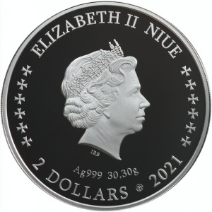 Аверс монеты Ниуэ, 2 доллара, 2021, Мераб Костава