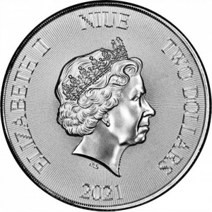 Аверс монеты Ниуэ, 2 доллара, 2021, Робин Гуд /Brilliant uncirculated/