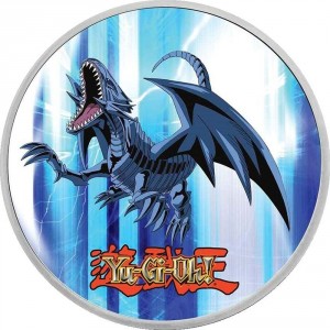 Реверс монеты Ниуэ, 2 доллара, 2022, Yu-Gi-Oh! ("Король игр") - Голубоглазый Белый Дракон