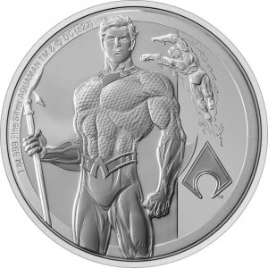 Реверс монеты Ниуэ, 2 доллара, 2022, DC Comics - Аквамен /стоит лицом к лицу/