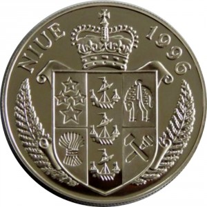 Аверс монеты Ниуэ, 5 долларов, 1996, Тихоокеанские путешествия Кука