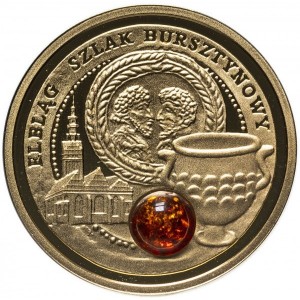 Реверс монеты Ниуэ, 5 долларов, 2009, Янтарный путь - Эльблонг