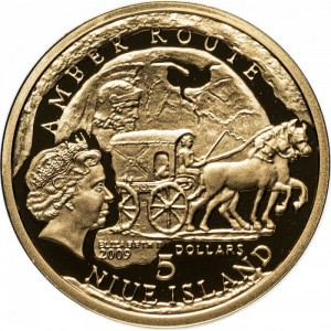 Аверс монеты Ниуэ, 5 долларов, 2009, Янтарный путь - Вроцлав