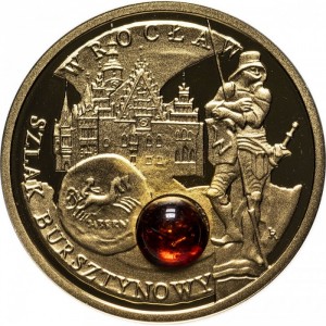 Реверс монеты Ниуэ, 5 долларов, 2009, Янтарный путь - Вроцлав