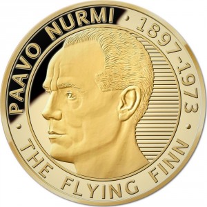 Реверс монеты Ниуэ, 5 долларов, 2013, 40 лет со дня смерти Пааво Нурми