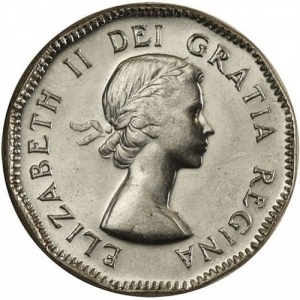 Аверс монеты Канада, 5 центов, 1953-1954
