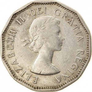 Аверс монеты Канада, 5 центов, 1955-1962