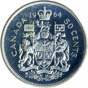Реверс монеты Канада, 50 центов, 1959-1964