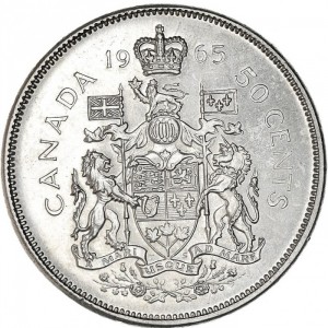 Реверс монеты Канада, 50 центов, 1965-1966