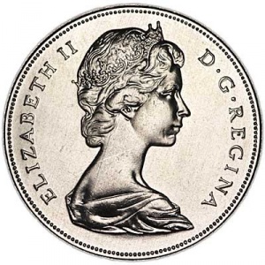 Аверс монеты Канада, 1 доллар, 1968-1972