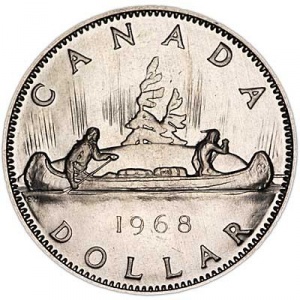 Реверс монеты Канада, 1 доллар, 1968-1972