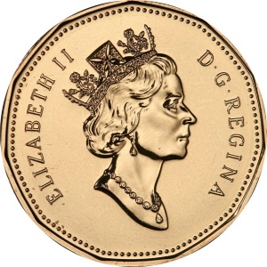 Аверс монеты Канада, 1 доллар, 1990-2003