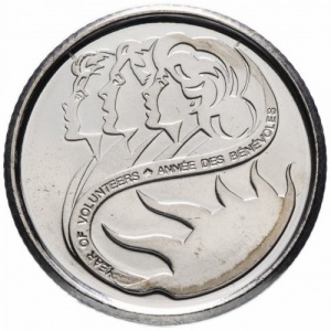 Реверс монеты Канада, 10 центов, 2001, Международный год добровольцев