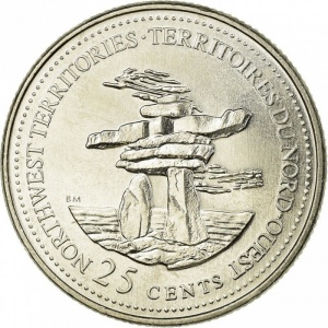 Реверс монеты Канада, 25 центов, 1992, Северо-Западные территории