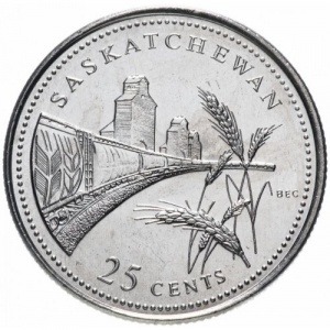 Реверс монеты Канада, 25 центов, 1992, Саскачеван