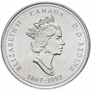 Аверс монеты Канада, 25 центов, 1992, Квебек