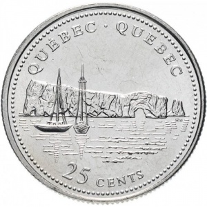 Реверс монеты Канада, 25 центов, 1992, Квебек