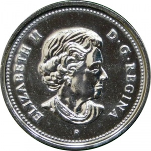 Аверс монеты Канада, 25 центов, 2004, День Канады - Голова оленя