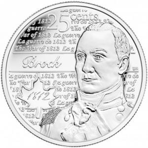 Реверс монеты Канада, 25 центов, 2012, Война 1812 года - Генерал-майор Исаак Брок