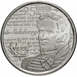 Реверс монеты Канада, 25 центов, 2013, Война 1812 года - Шарль де Салаберри