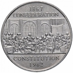 Реверс монеты Канада, 1 доллар, 1982, 115 лет конституции Канады