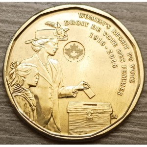 Реверс монеты Канада, 1 доллар, 2016, 100 лет женскому избирательному праву