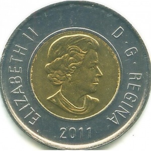 Аверс монеты Канада, 2 доллара, 2011, Тайга - половина суши Канады