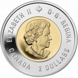 Аверс монеты Канада, 2 доллара, 2016, 75 лет Битве за Атлантику