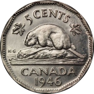 Реверс монеты Канада, 5 центов, 1946-1947