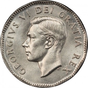 Аверс монеты Канада, 5 центов, 1948-1950