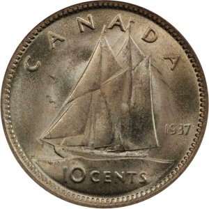 Реверс монеты Канада, 10 центов, 1937-1947