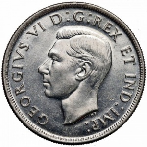 Аверс монеты Канада, 1 доллар, 1937-1947