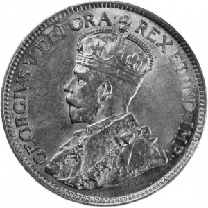 Аверс монеты Канада, 25 центов, 1912-1919