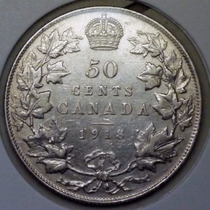 Реверс монеты Канада, 50 центов, 1912-1919