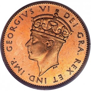 Аверс монеты Канада, 1 цент, 1938-1947