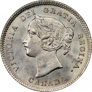 Аверс монеты Канада, 5 центов, 1858-1901