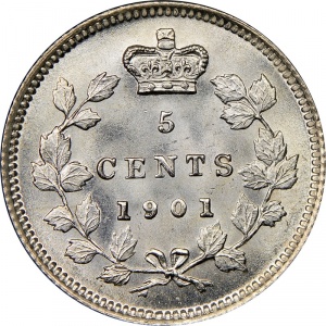 Реверс монеты Канада, 5 центов, 1858-1901