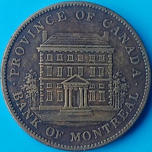Аверс монеты Канада, 1 пенни, 1842, Банк Монреаля