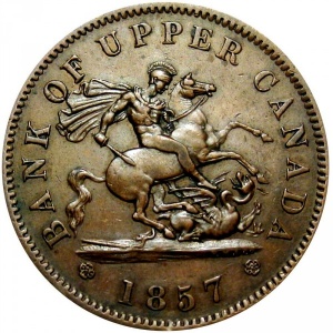 Аверс монеты Канада, 1 пенни, 1850-1857, Банк Верхней Канады