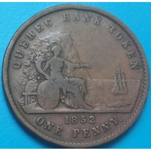 Реверс монеты Канада, 1 пенни, 1852, Банк Квебека