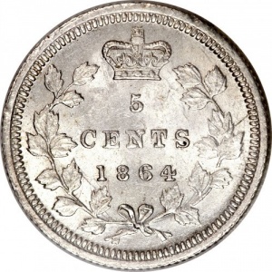 Реверс монеты Канада, 5 центов, 1862-1864
