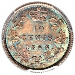 Реверс монеты Канада, 10 центов, 1862-1864