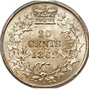 Реверс монеты Канада, 20 центов, 1862-1864