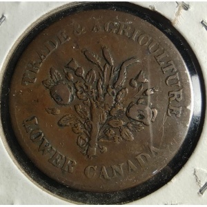 Аверс монеты Канада, 1 су, 1835, Bank Token Montreal