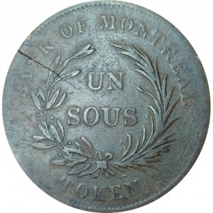 Реверс монеты Канада, 1 су, 1836, Bank of Montréal Token