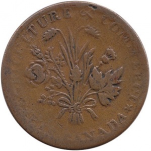 Аверс монеты Канада, 1 су, 1837, Banque du Peuple Montreal